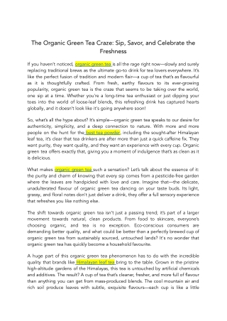 The Organic Green Tea Craze Sip, Savor, and Celebrate the Freshness