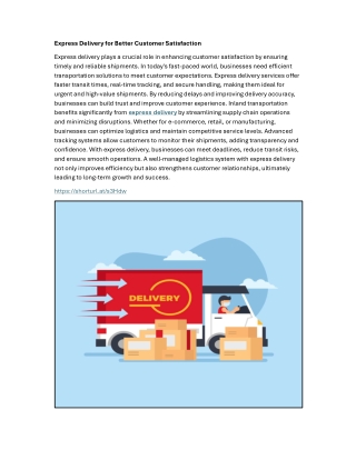 Express Delivery for Better Customer Satisfaction