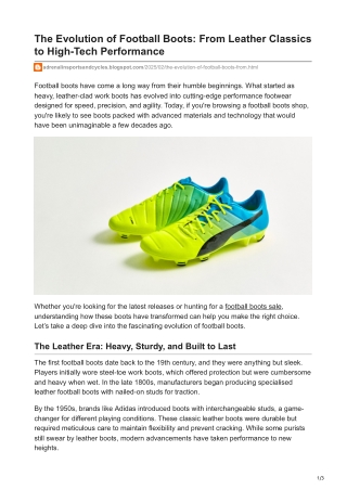 The Evolution of Football Boots: From Leather Classics to High-Tech Performance
