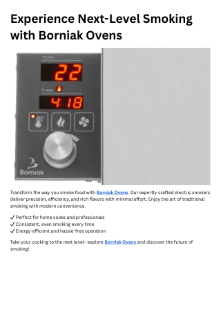 Experience Next-Level Smoking with Borniak Ovens