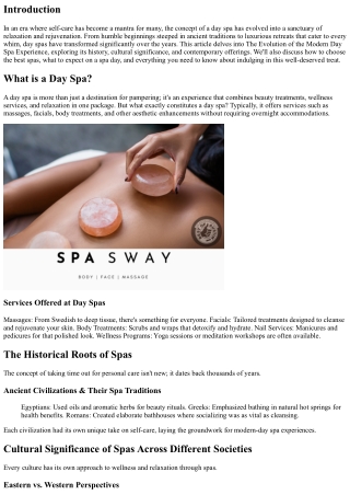 The Evolution of the Modern Day Spa Experience