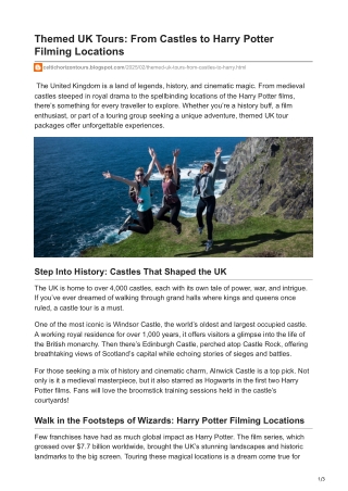 Themed UK Tours From Castles to Harry Potter Filming Locations