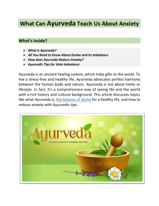 What Can Ayurveda Teach Us About Anxiety