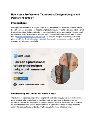How Can a Professional Tattoo Artist Design a Unique and Permanent Tattoo_