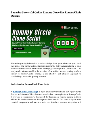 Launch a Successful Online Rummy Game like RummyCircle Quickly