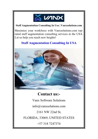 Staff Augmentation Consulting In Usa Vanxsolutions.com