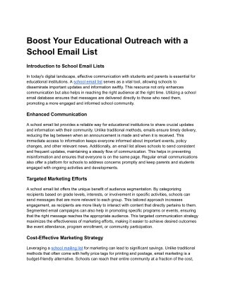 Boost Your Educational Outreach with a School Email List