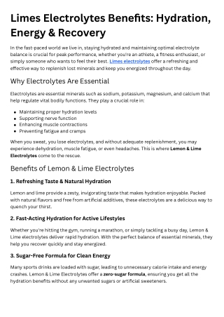 Limes Electrolytes Benefits Hydration, Energy & Recovery