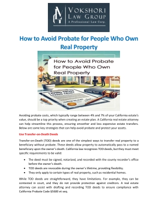 How to Avoid Probate for People Who Own Real Property