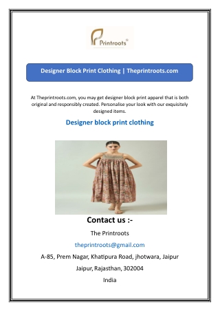 Designer Block Print Clothing  Theprintroots