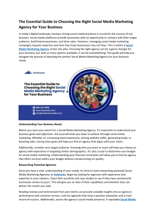 The Essential Guide to Choosing the Right Social Media Marketing Agency for Your Business