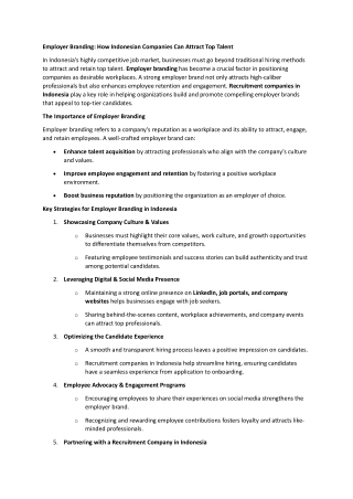 Employer Branding: How Indonesian Companies Can Attract Top Talent