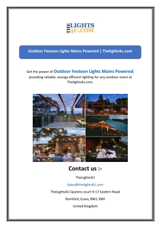 Outdoor Festoon Lights Mains Powered  Thelights4u