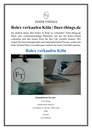 Rolex verkaufen Köln  finer-things.de