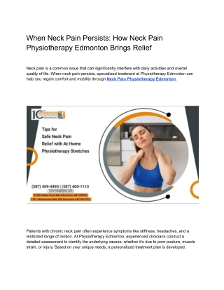 When Neck Pain Persists: How Neck Pain Physiotherapy Edmonton Brings Relief