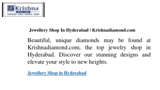 Jewellery Shop In Hyderabad  Krishnadiamond.com