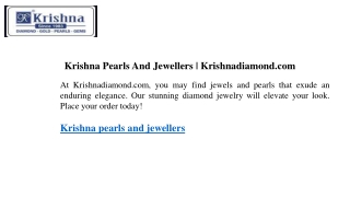 Krishna Pearls And Jewellers  Krishnadiamond.com