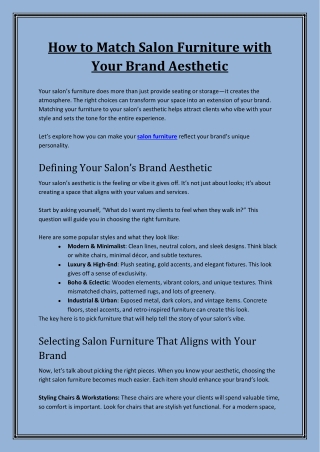 Salon Furniture: Elevate Your Salon’s Style & Comfort