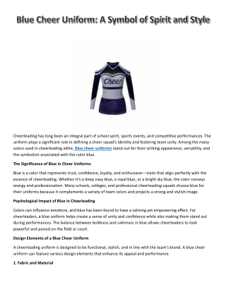 Blue Cheer Uniform....