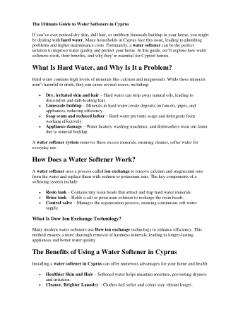 The Ultimate Guide to Water Softeners in Cyprus