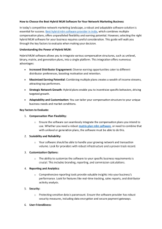 How to Choose the Best Hybrid MLM Software for Your Network Marketing Business