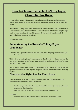 2 Story Foyer Chandelier: A Grand Statement Piece