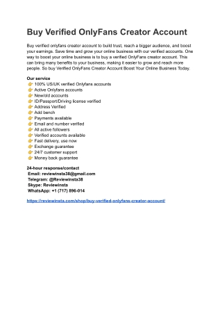 Buy Verified OnlyFans Creator Account