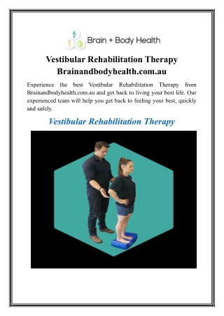 Vestibular Rehabilitation Therapy Brainandbodyhealth.com
