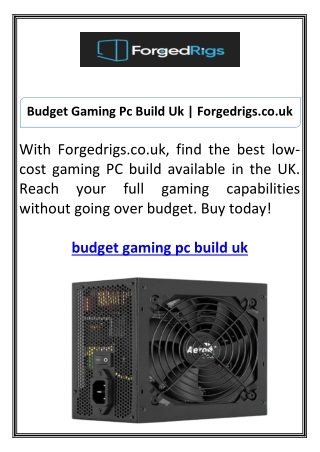 Budget Gaming Pc Build Uk  Forgedrigs.co.uk