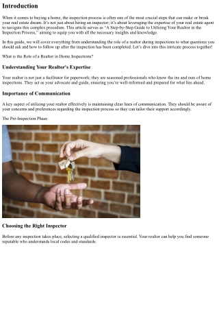 A Step-by-Step Guide to Utilizing Your Realtor in the Inspection Process