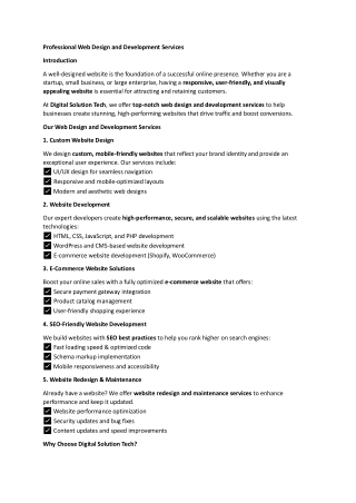 Professional Web Design and Development Services