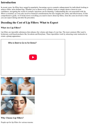 Decoding the Cost of Lip Fillers: What to Expect