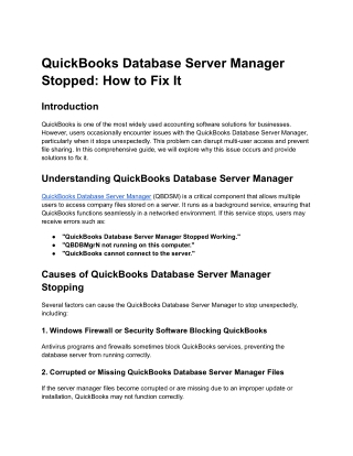 QuickBooks Database Server Manager Stopped_ How to Fix It