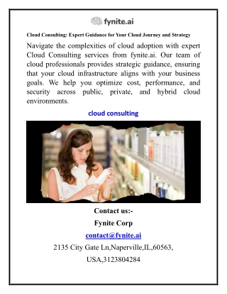 Cloud Consulting Expert Guidance for Your Cloud Journey and Strategy