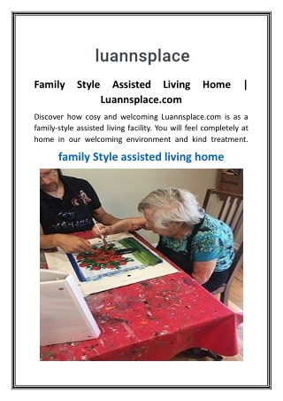 Family Style Assisted Living Home  Luannsplace.com