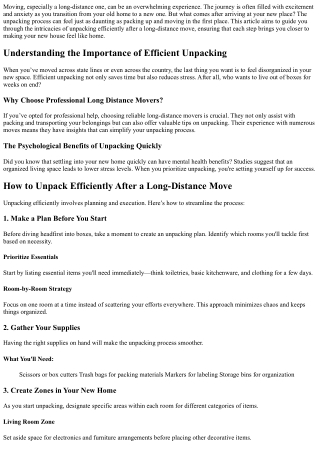 “How to Unpack Efficiently After a Long-Distance Move”