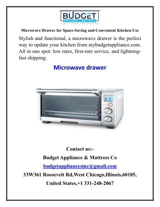 Microwave Drawer for Space-Saving and Convenient Kitchen Use