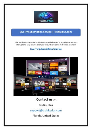 Live Tv Subscription Service  Trubluplus