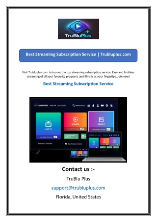 Best Streaming Subscription Service  Trubluplus