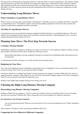 Tips for a Stress-Free Long Distance Move with Professionals