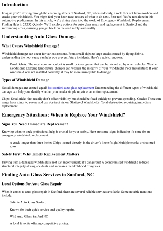Emergency Windshield Replacement: Finding Help in 27332 Quickly