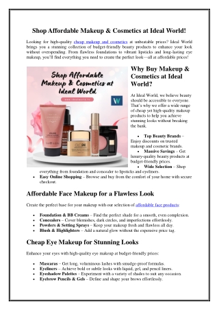 Shop Affordable Makeup & Cosmetics at Ideal World!