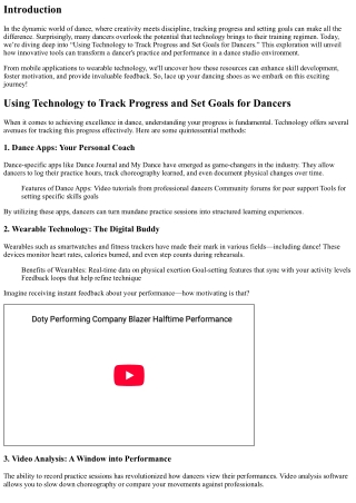 Using Technology to Track Progress and Set Goals for Dancers