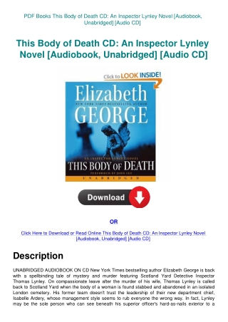PDF Books This Body of Death CD An Inspector Lynley Novel [Audiobook  Unabridged] [Audio CD]