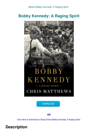 eBook Bobby Kennedy A Raging Spirit