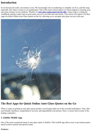 The Best Apps for Quick Online Auto Glass Quotes on the Go