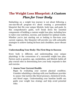 The Weight Loss Blueprint_ A Custom Plan for Your Body