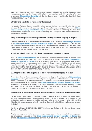 Choose the right hospital for knee replacement surgery in jaipur