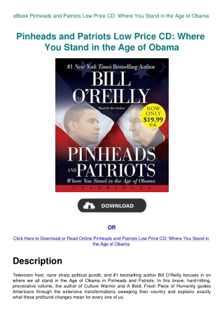 eBook Pinheads and Patriots Low Price CD Where You Stand in the Age of Obama