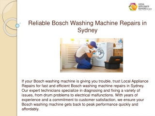 Reliable Bosch Washing Machine Repairs in Sydney